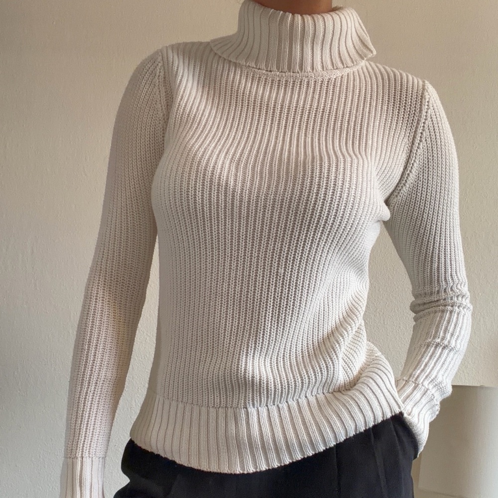 Women's white knit sweater